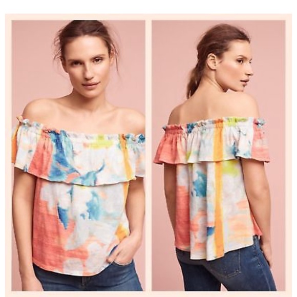 Multicolor Anthropologie Off-The-Shoulder Top - Picture 2 of 4